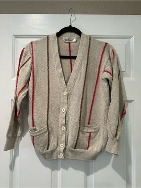 Vintage Gucci G. Gucci Italy Cotton Linen Striped Cardigan Sweater